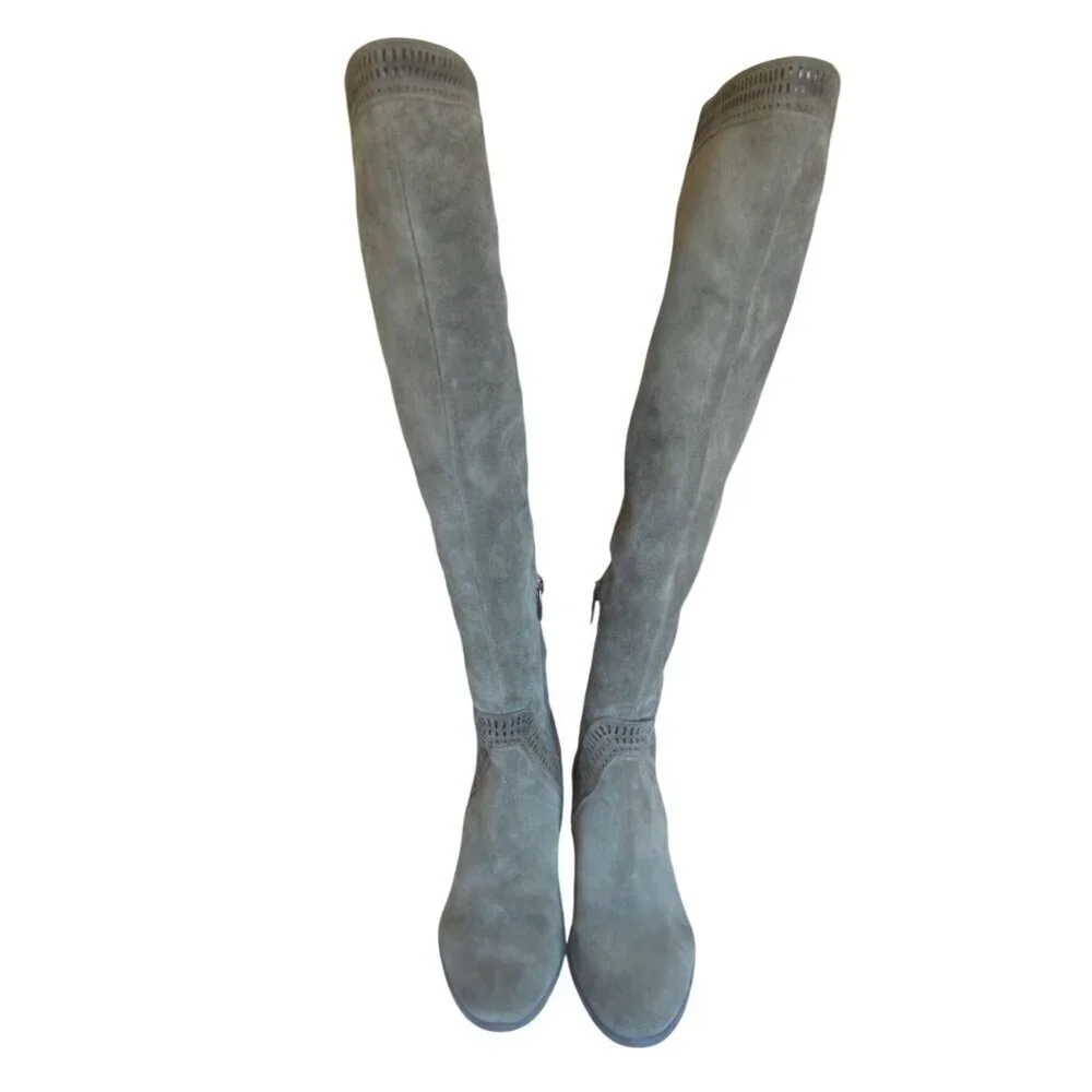 Vince Camuto Karinda Over the Knee Boot Gray Suede Size 7 Fall Casual Neutral